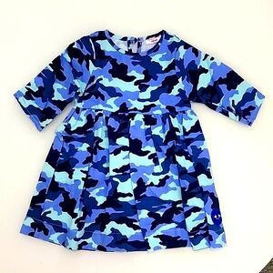 Smiling Button pleated blues camo dress